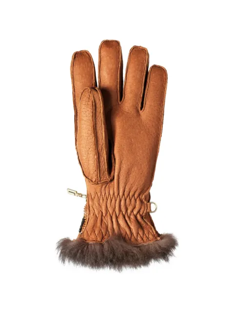 Restelli fur-trim havana gloves