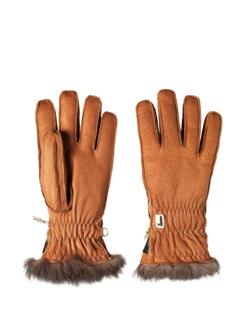 Restelli fur-trim havana gloves