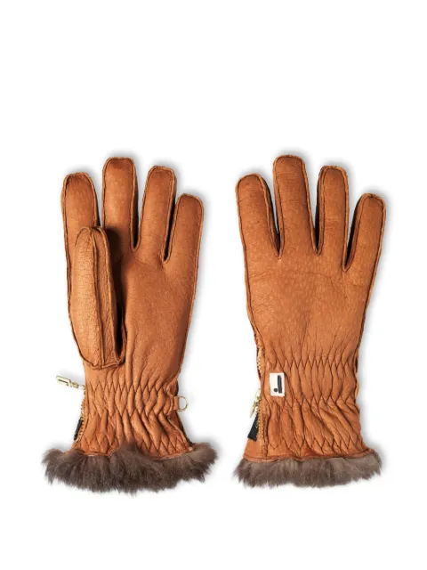 Restelli fur-trim havana gloves