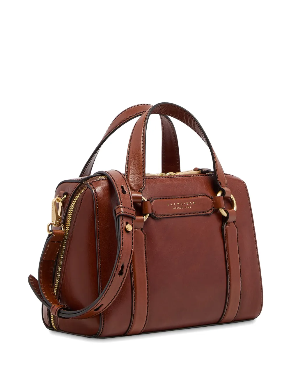  The Bridge Laura Leather Zip Mini Bag - Brown 