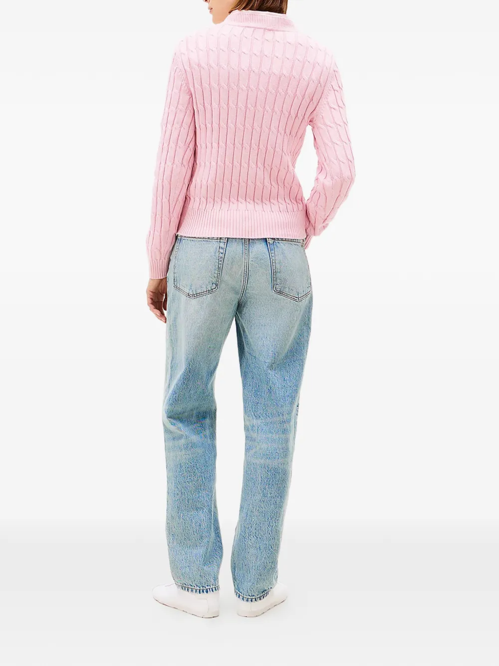 Tommy Hilfiger Kabelgebreide trui met ronde hals Roze