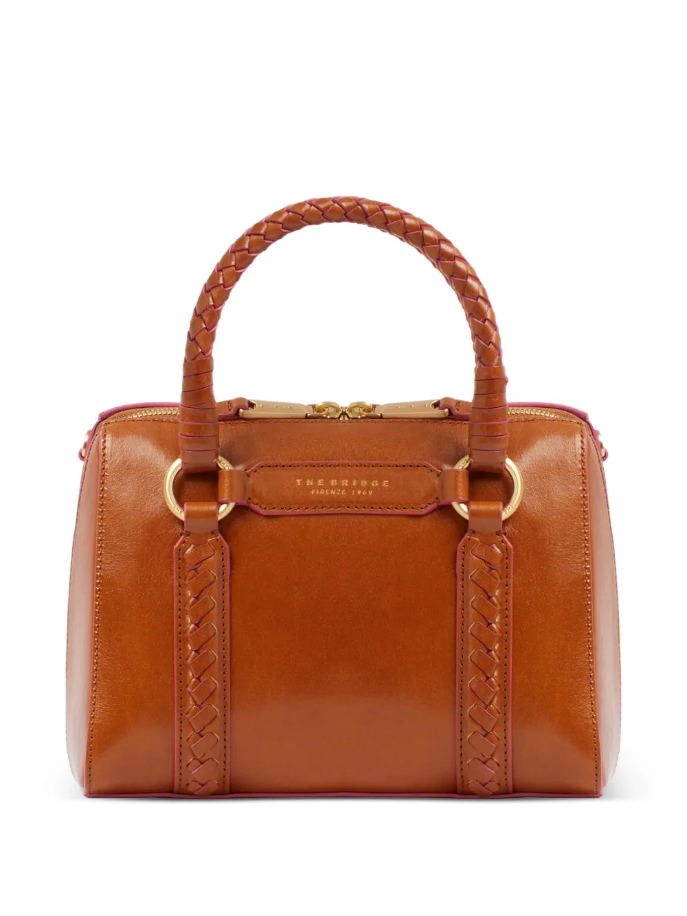 The Bridge braided-handle leather mini bag - Marrone