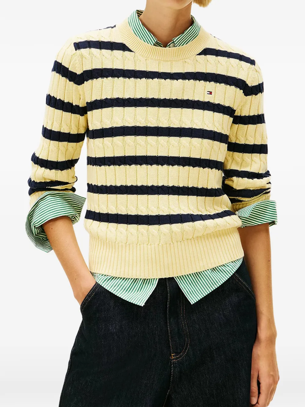  Tommy Hilfiger Striped Cable-knit Sweater - Yellow 
