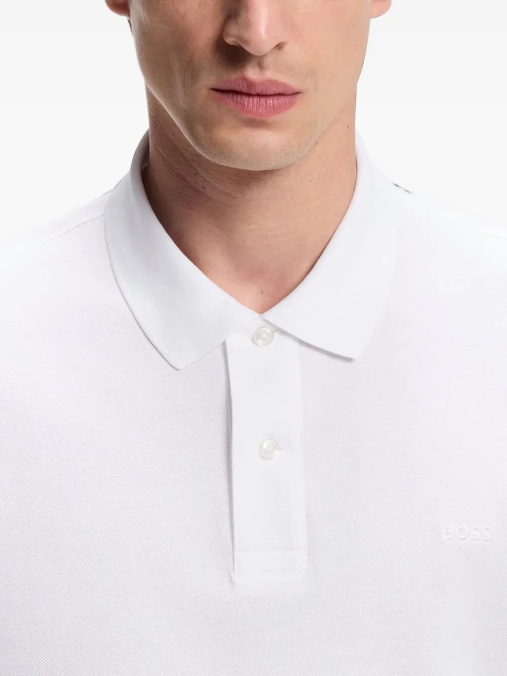 BOSS Pallas katoenen piqué poloshirt met geborduurd logo Wit