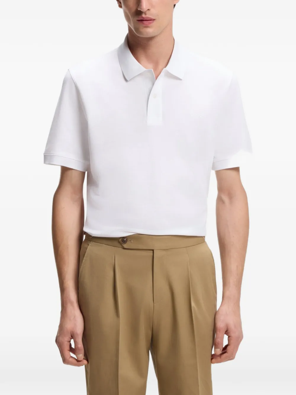 BOSS Pallas katoenen piqué poloshirt met geborduurd logo Wit