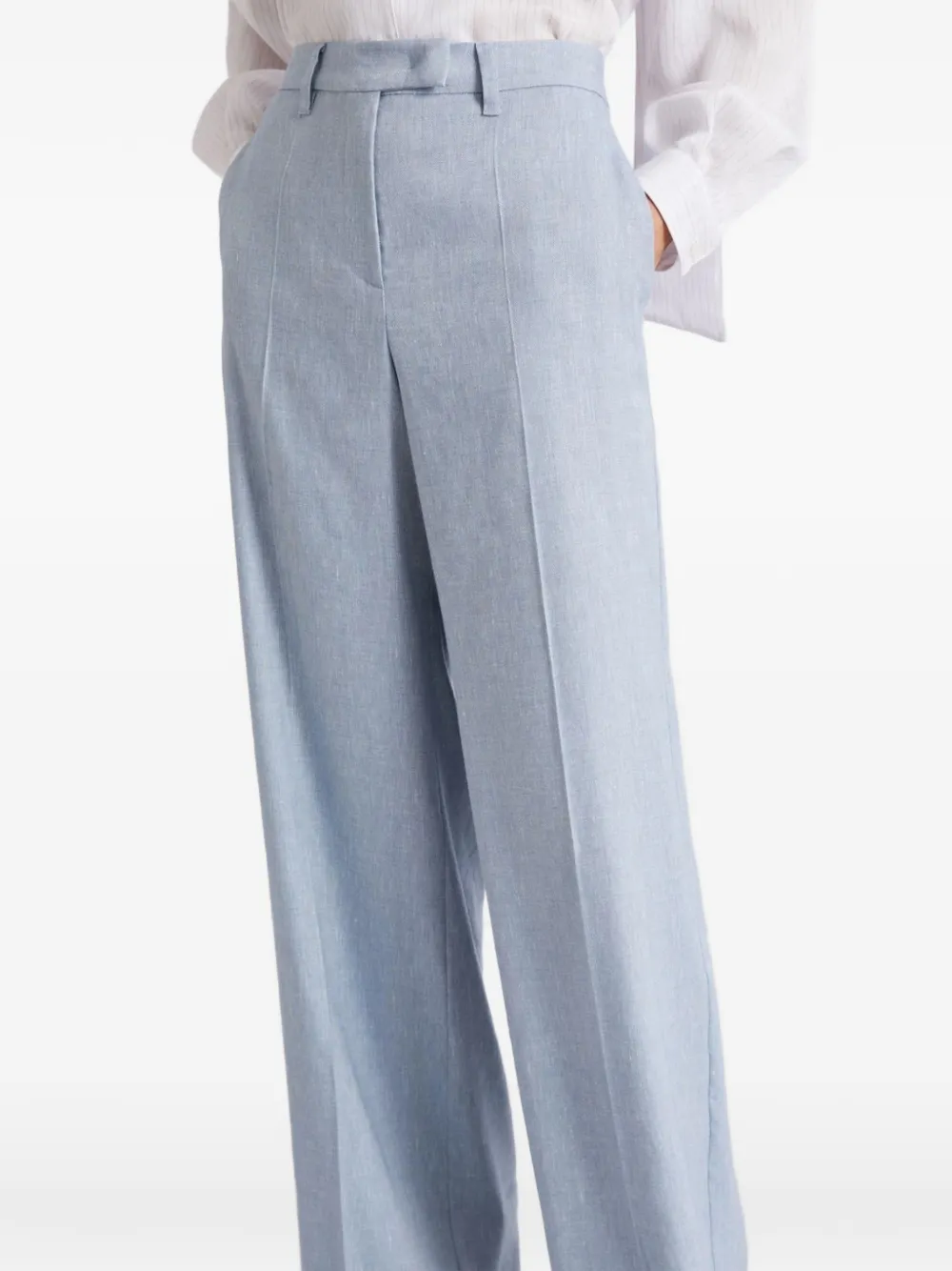 Marella Palazzo broek met visgraatpatroon Blauw