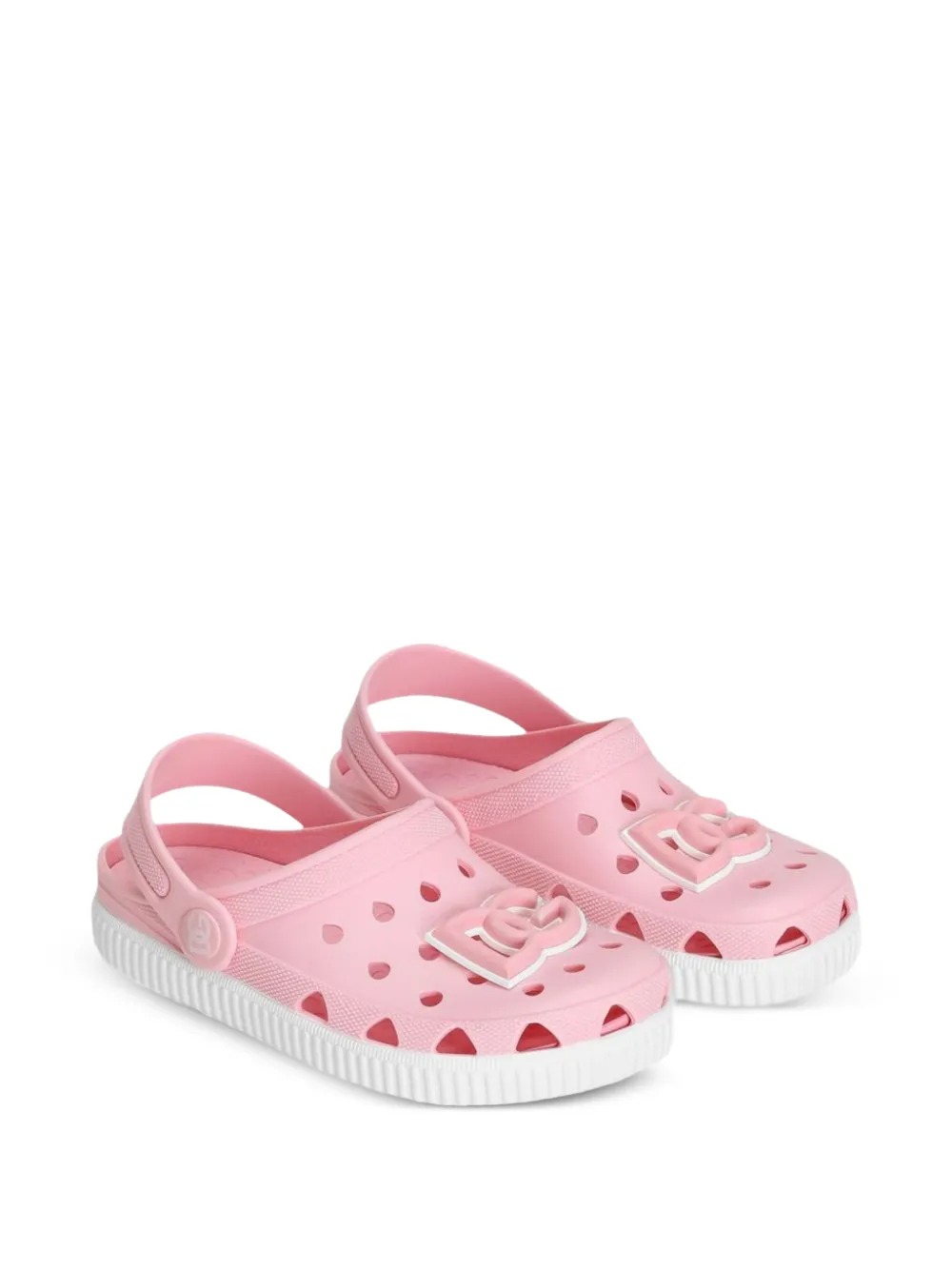 Dolce & Gabbana Kids cutout-detail logo-appliqué clogs - Rosa