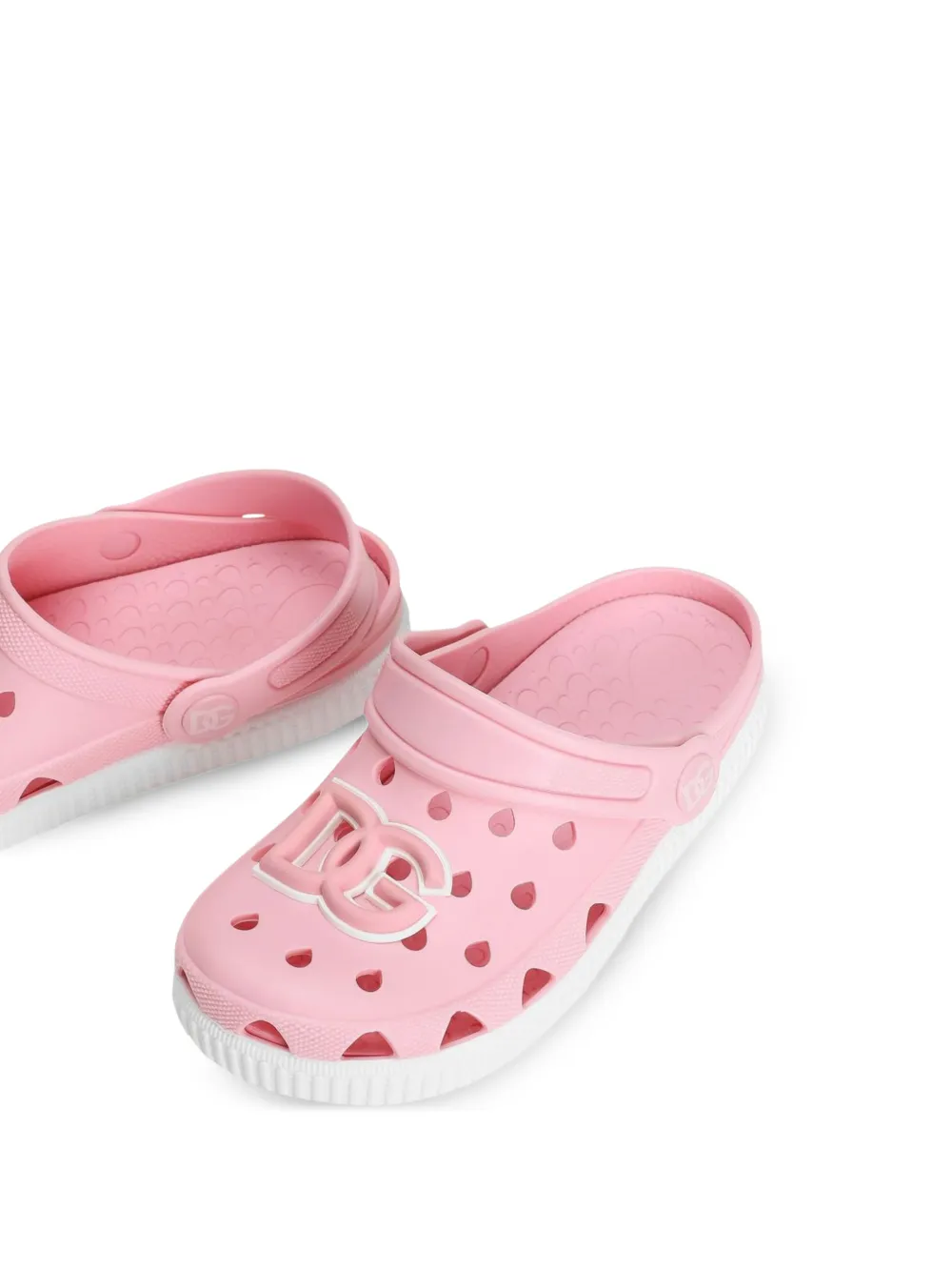 Dolce & Gabbana Kids cutout-detail logo-appliqué clogs Roze