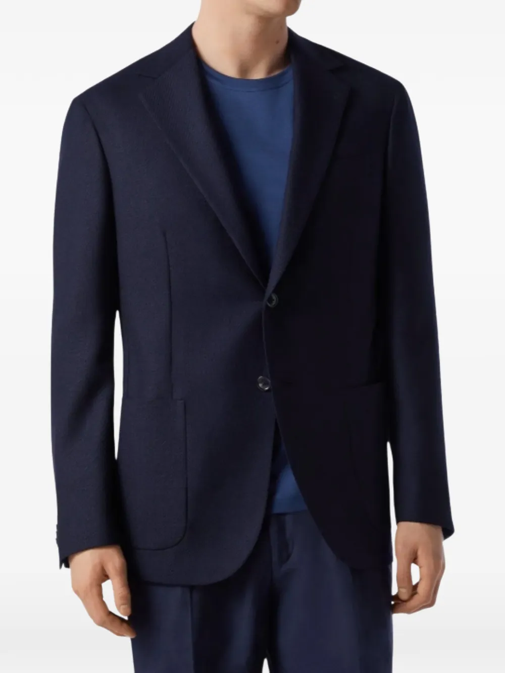 Corneliani Twill geweven blazer met gekerfde revers Blauw