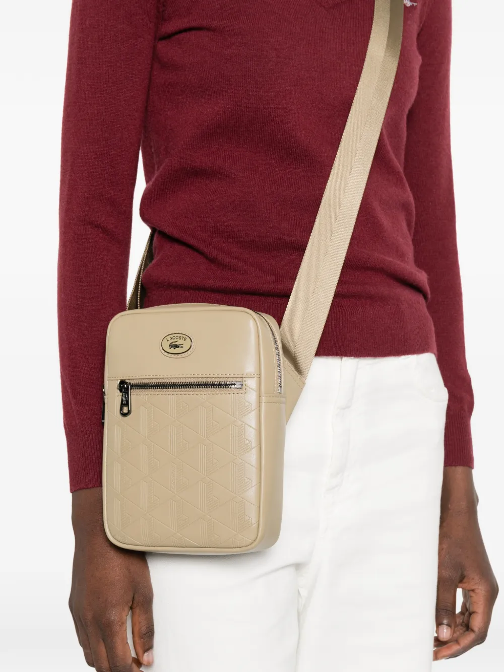  Lacoste Embossed-logo Cross Body Bag - Neutrals 