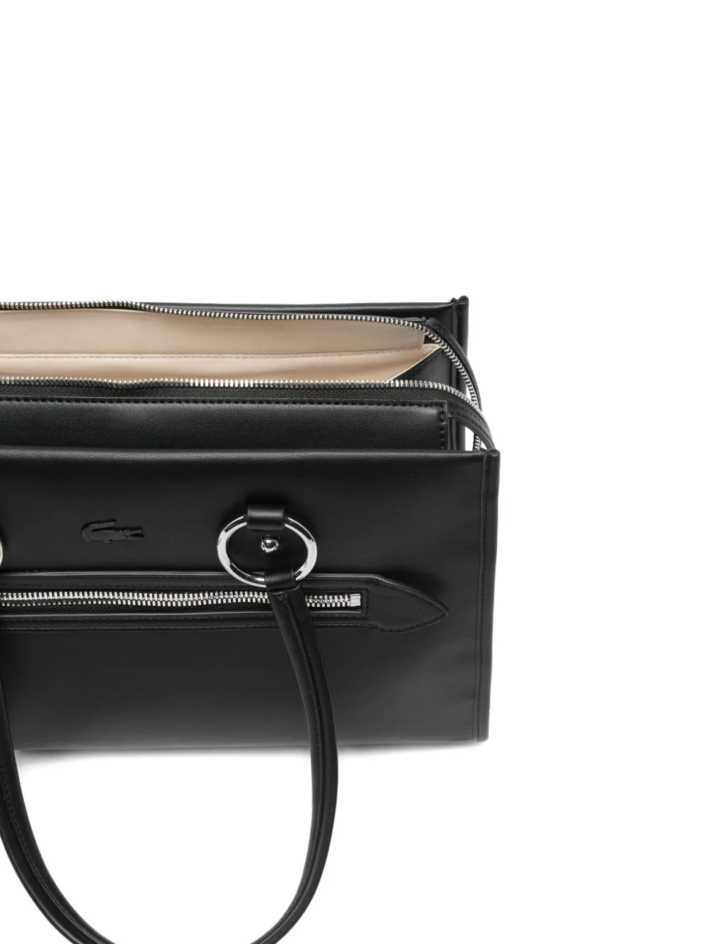 Lacoste Medium schoudertas met ring-detail Zwart