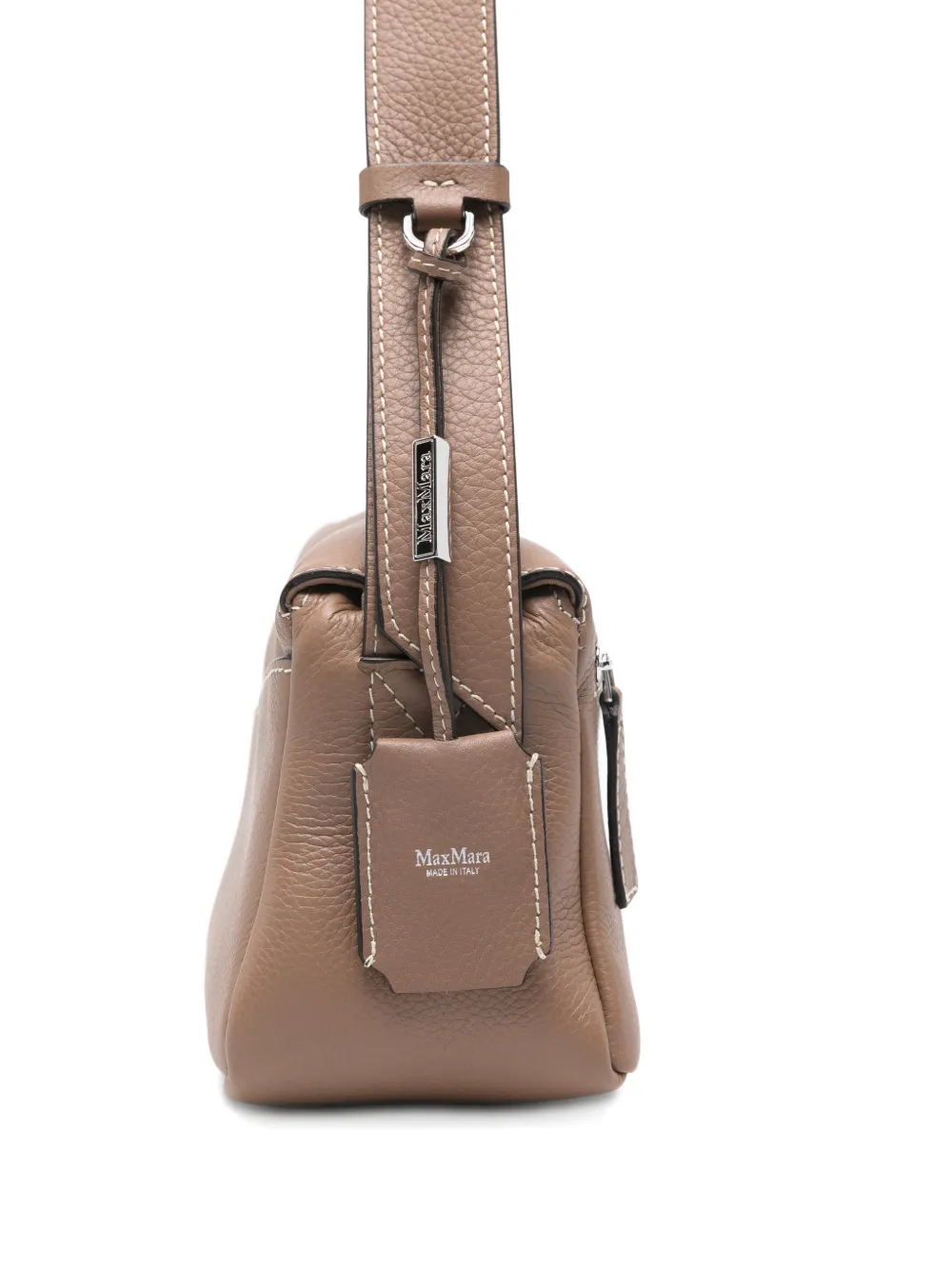Max Mara Maskipper kleine leren schoudertas Bruin
