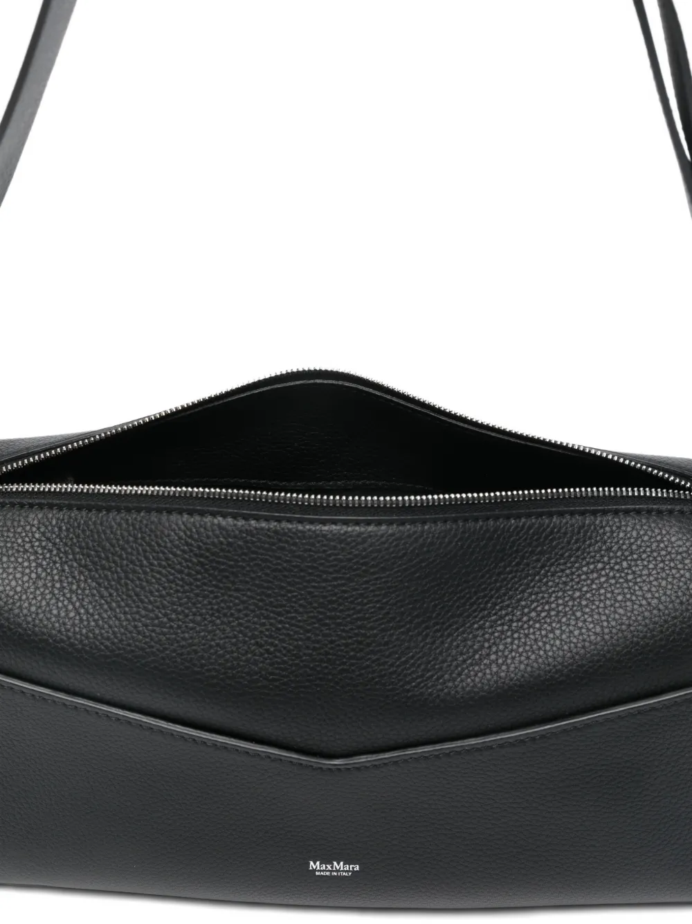 Max Mara Skippers Textured-leather Shoulder Bag In Black