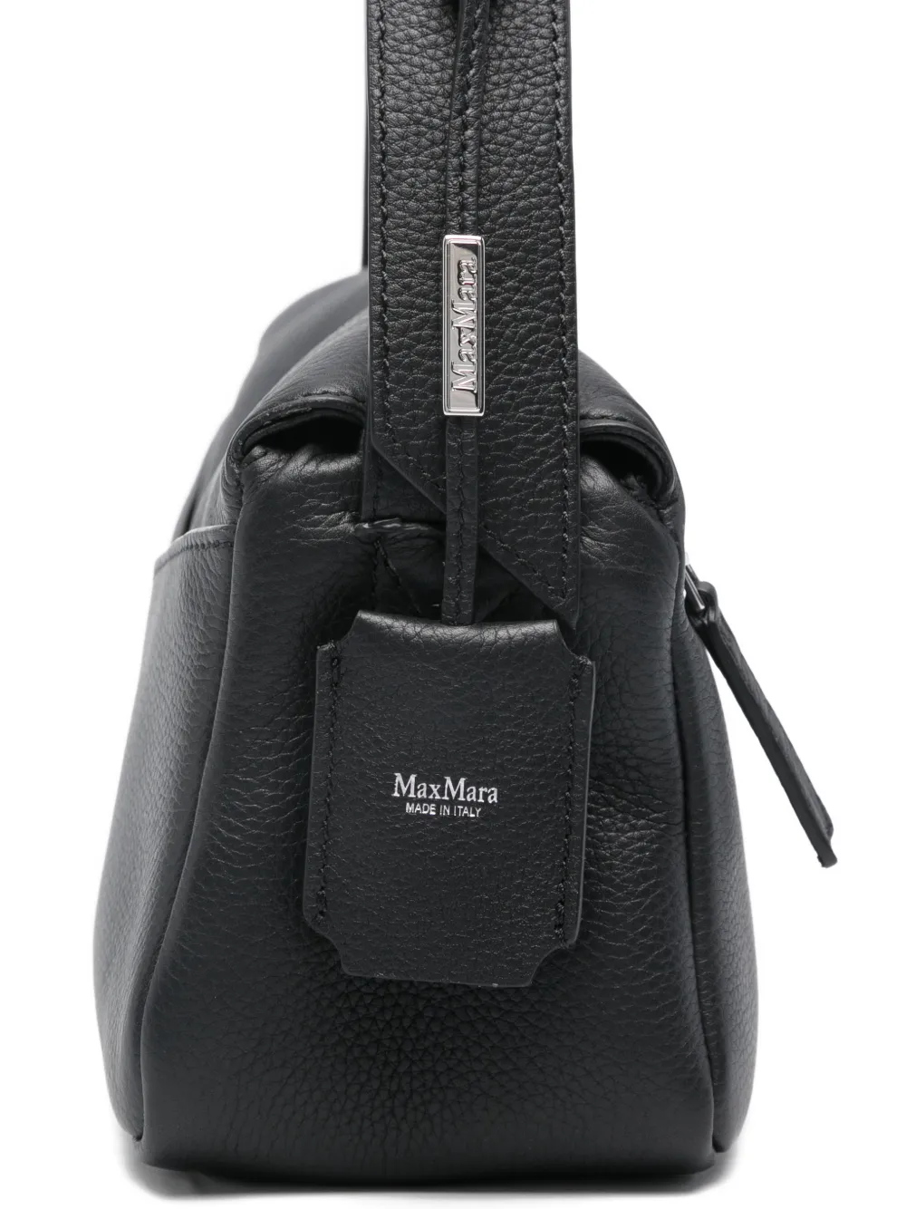 Max Mara Skippers Textured-leather Shoulder Bag In Black