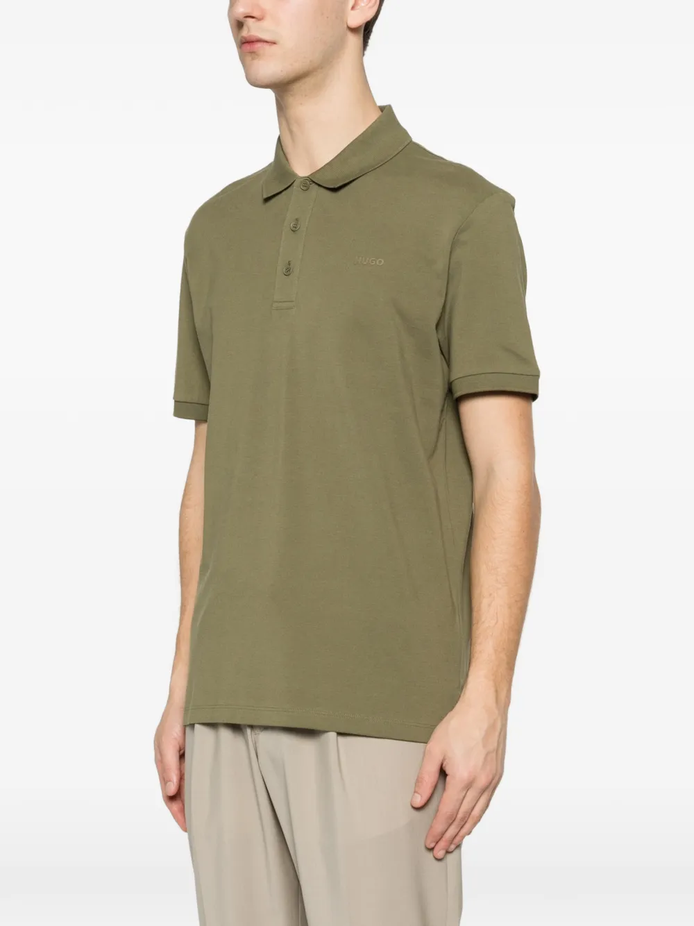 BOSS Poloshirt met knopen Groen