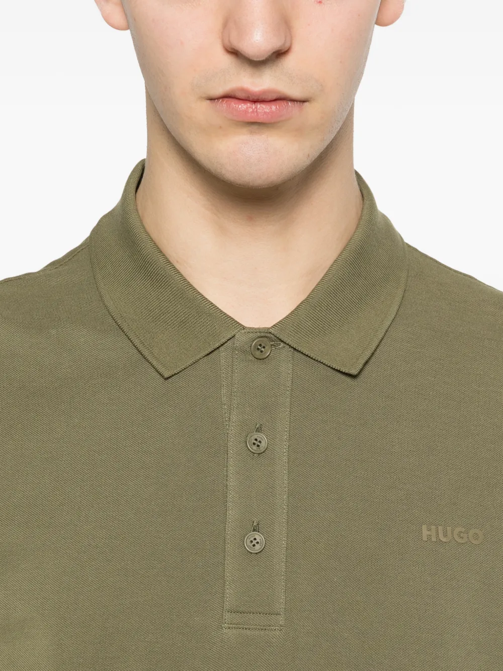 BOSS Poloshirt met knopen Groen