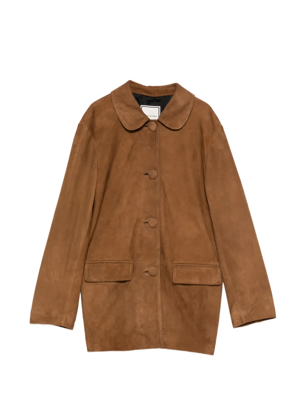 Tagliatore peter-pan-collar leather coat - Marrone