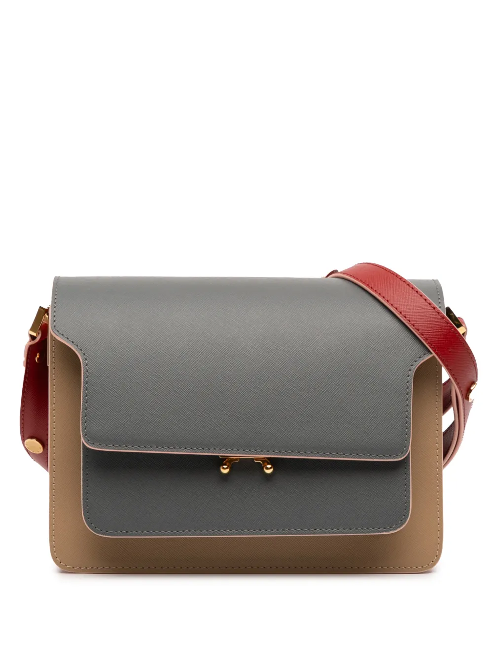 Marni Pre-Owned 2020 Tricolor Leather Trunk crossbody bag - Marrone