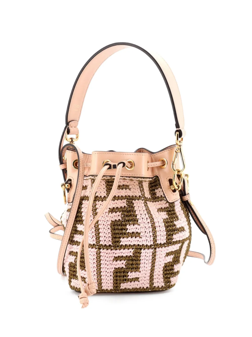 Fendi Pre-Owned Mon Tresor Zucca Raffia Mini bucket bag - Rosa