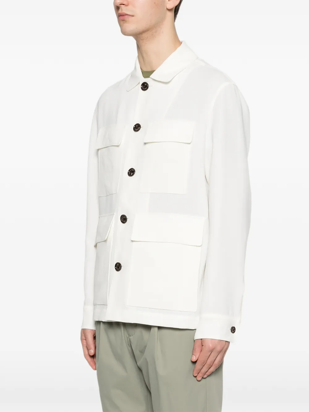  Montecore Buttoned Flap-pocket Overshirt - White 