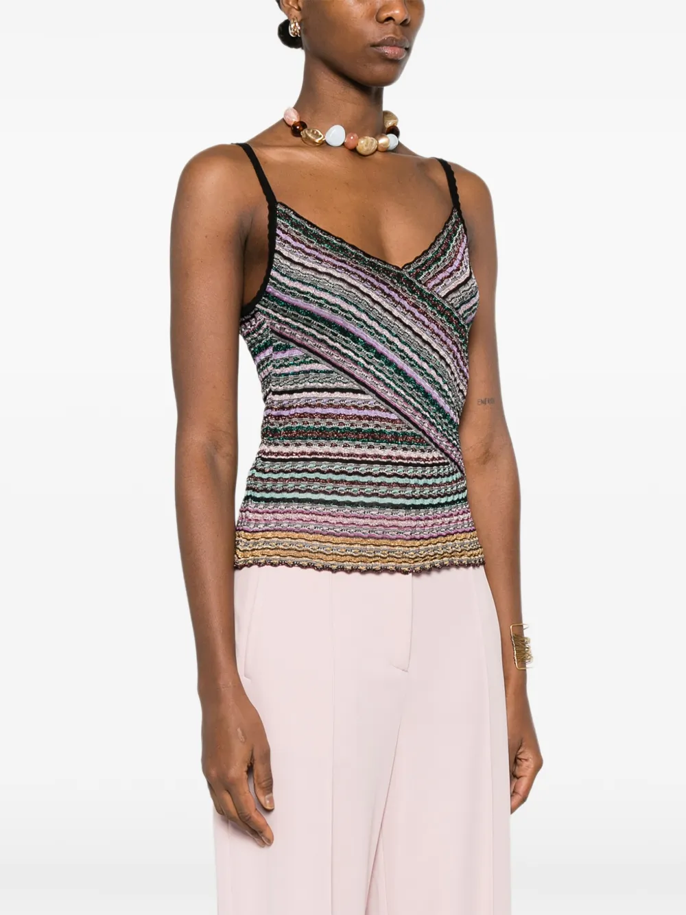 striped wrap tank top
