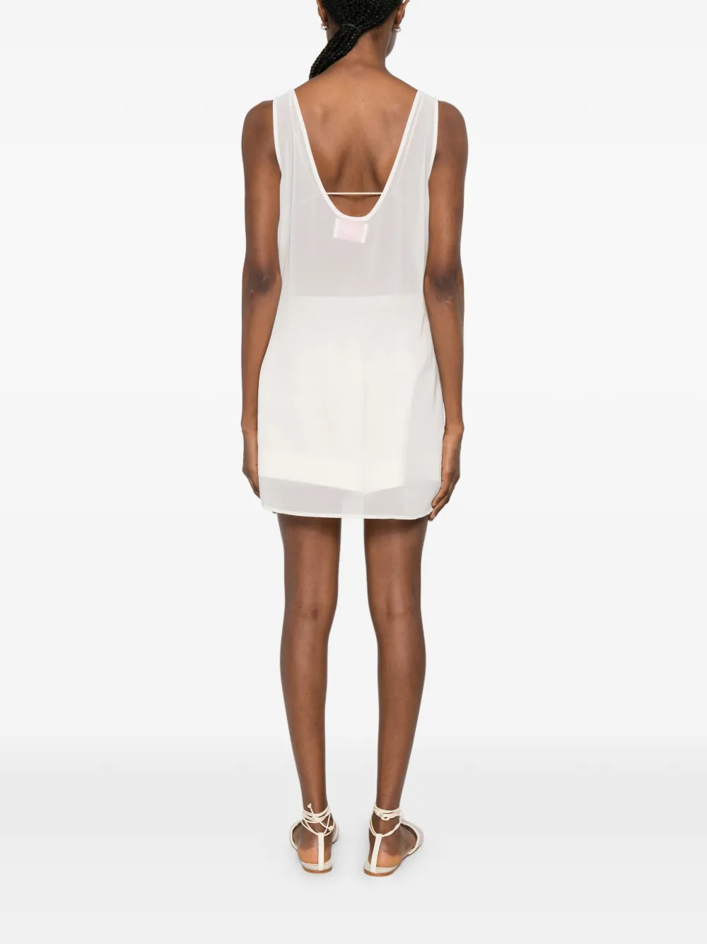 MC2 Saint Barth Raya semi-doorzichtige mini-jurk verfraaid met kralen Beige