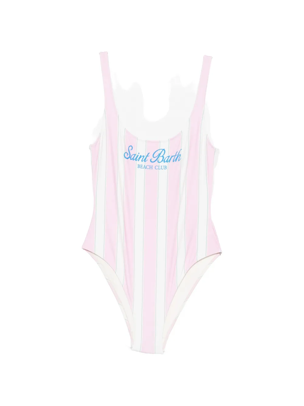 Mc2 Saint Barth Striped Logo-print Swimsuit In Pink