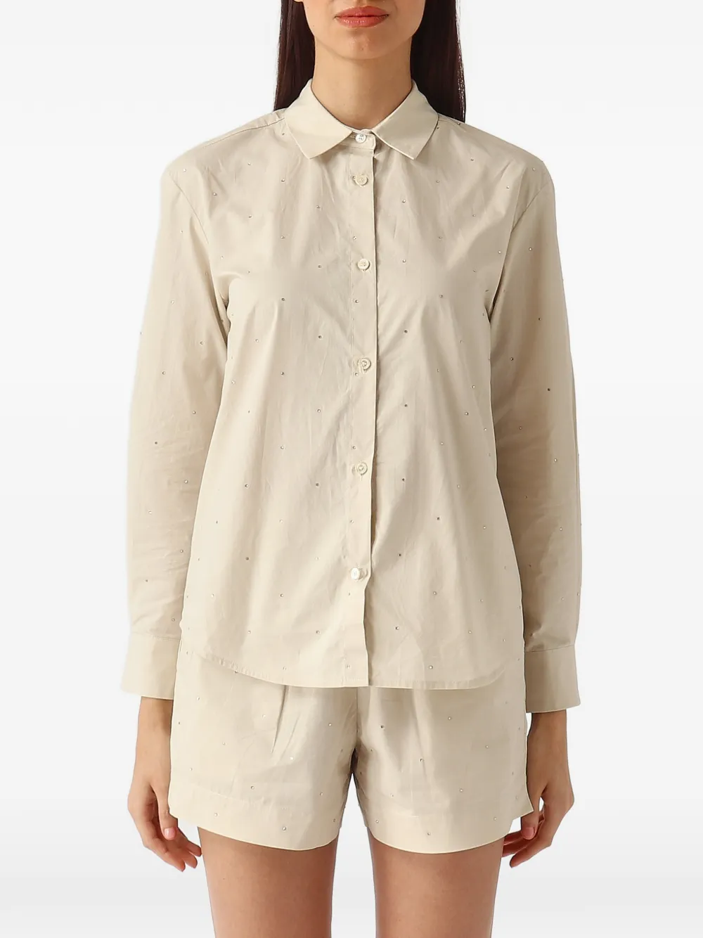 MC2 Saint Barth Meredith blouse verfraaid met stras Beige