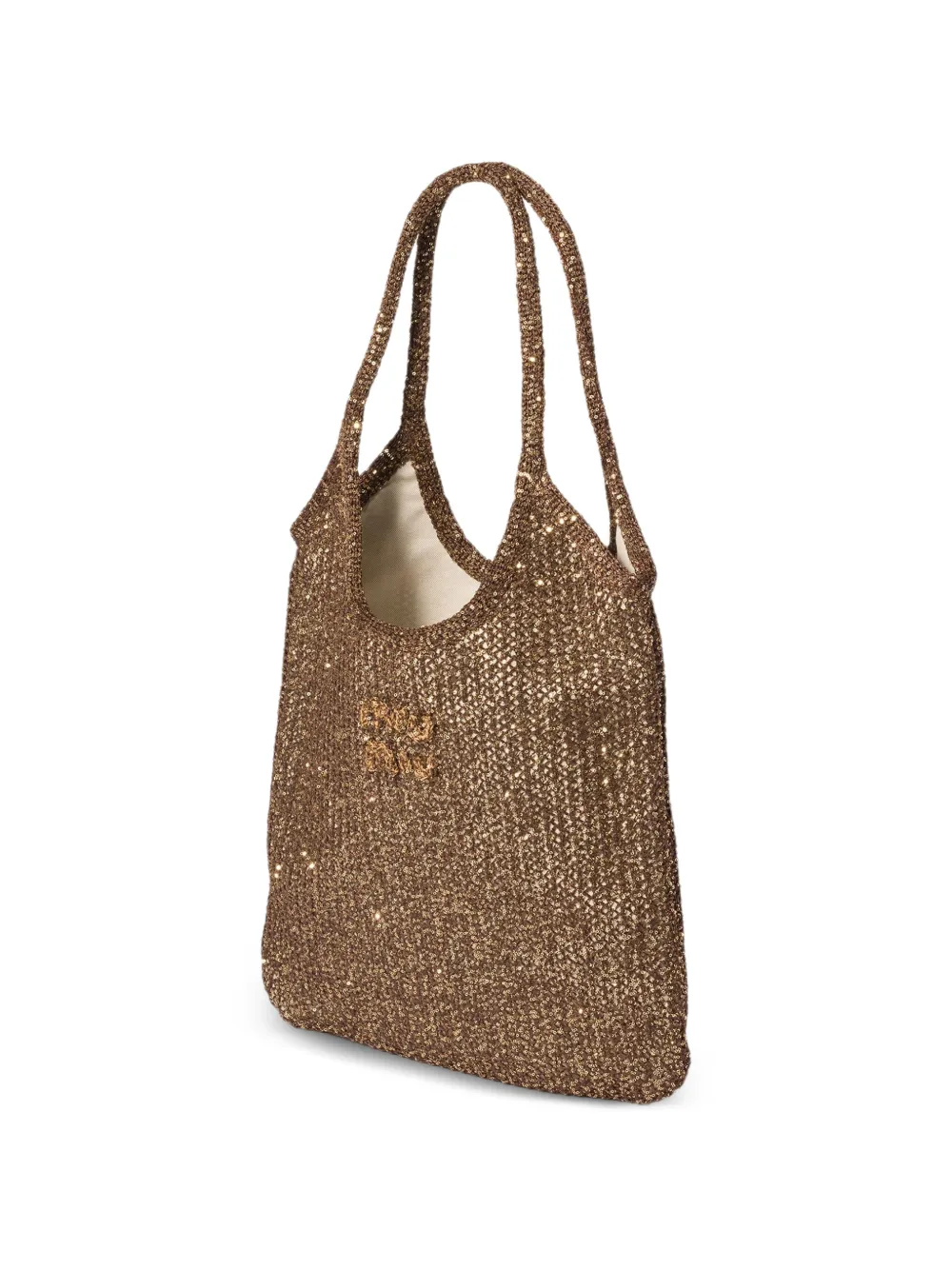 Miu Ivy tas met mesh en pailletten Bruin
