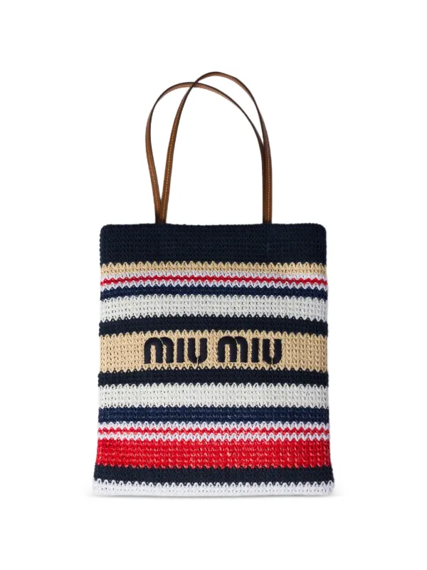 Miu Miu ラフィア ハンドバッグ | ブルー | FARFETCH JP