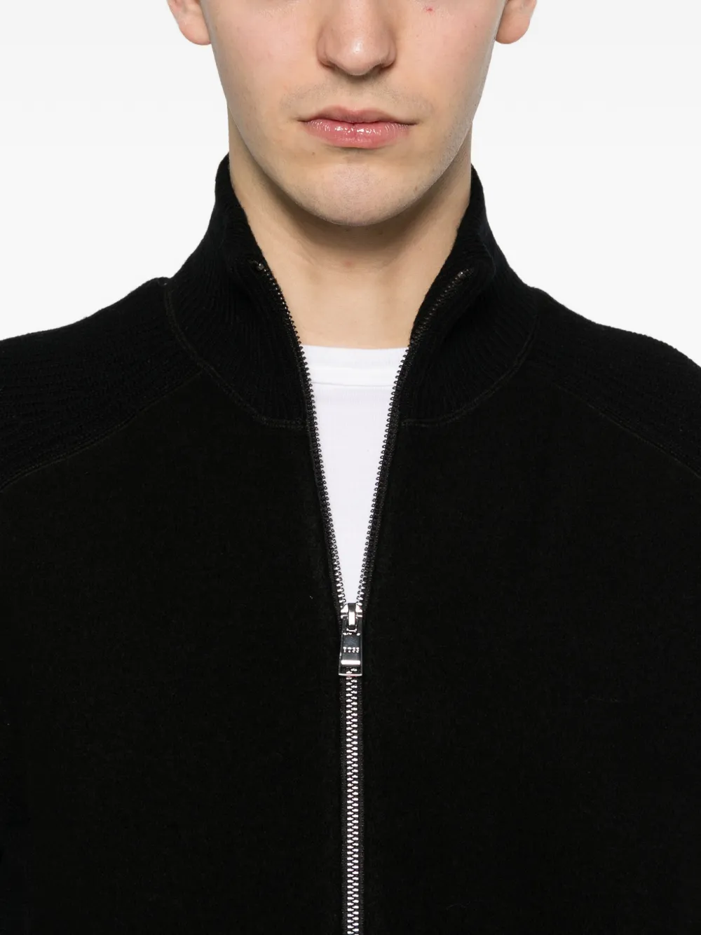 BOSS Wollen vest met rits Zwart