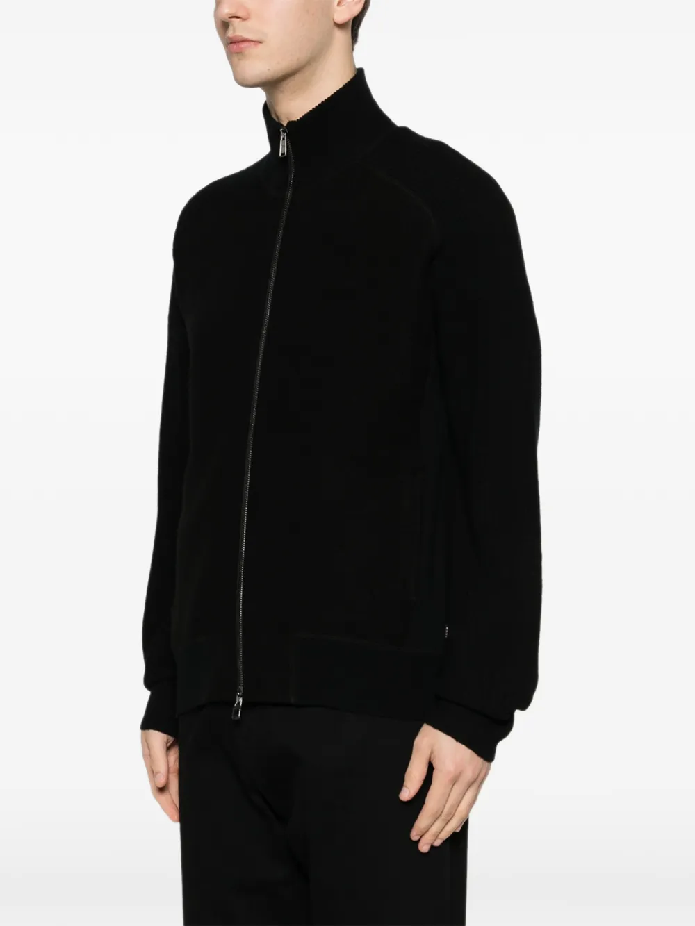  Boss Zip Wool Cardigan - Black 