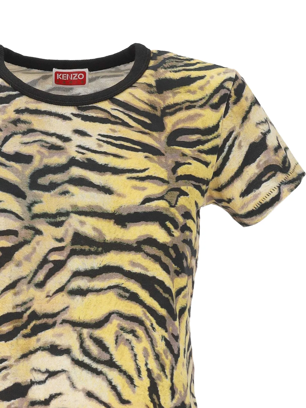 Kenzo T-shirt met tijgerprint en onde hals Geel