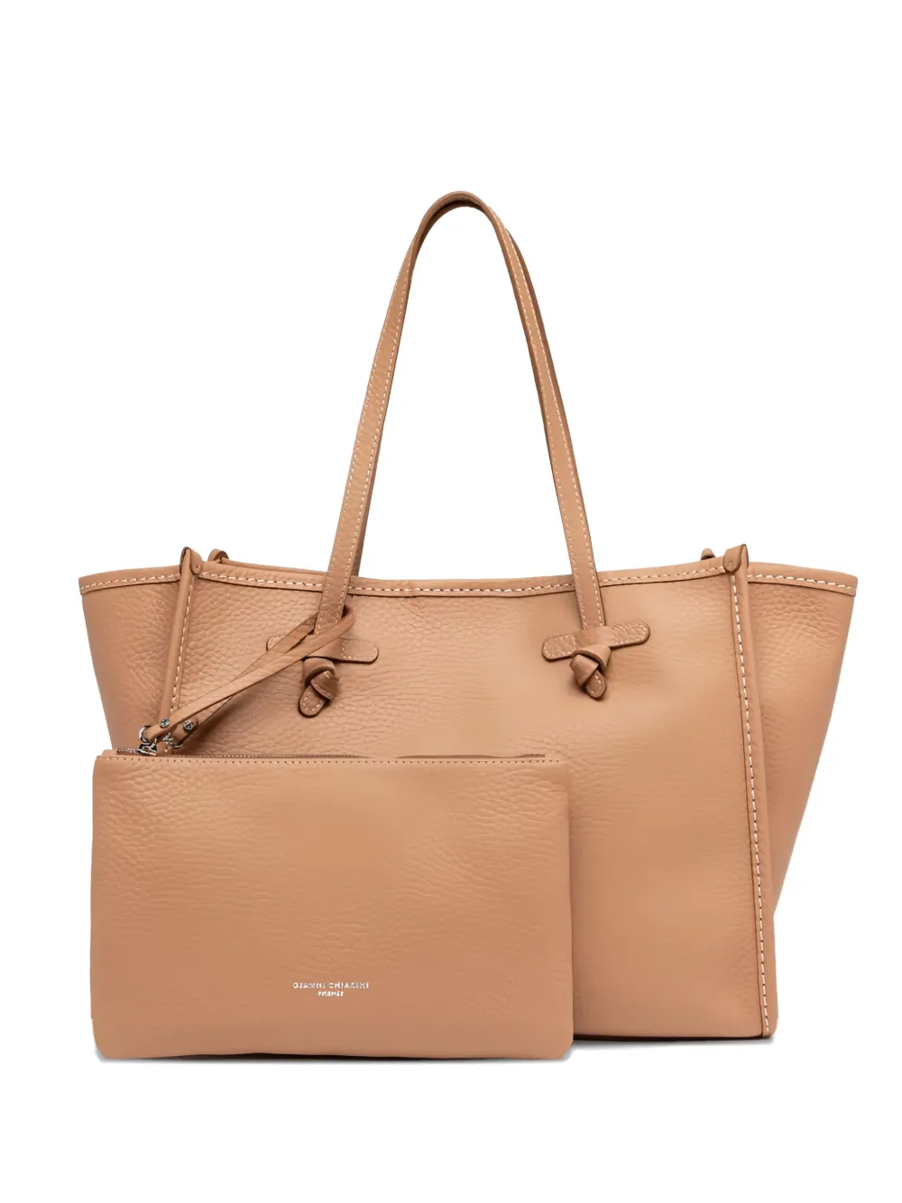 GIANNI CHIARINI Marcella knot-detail leather tote bag - Toni neutri