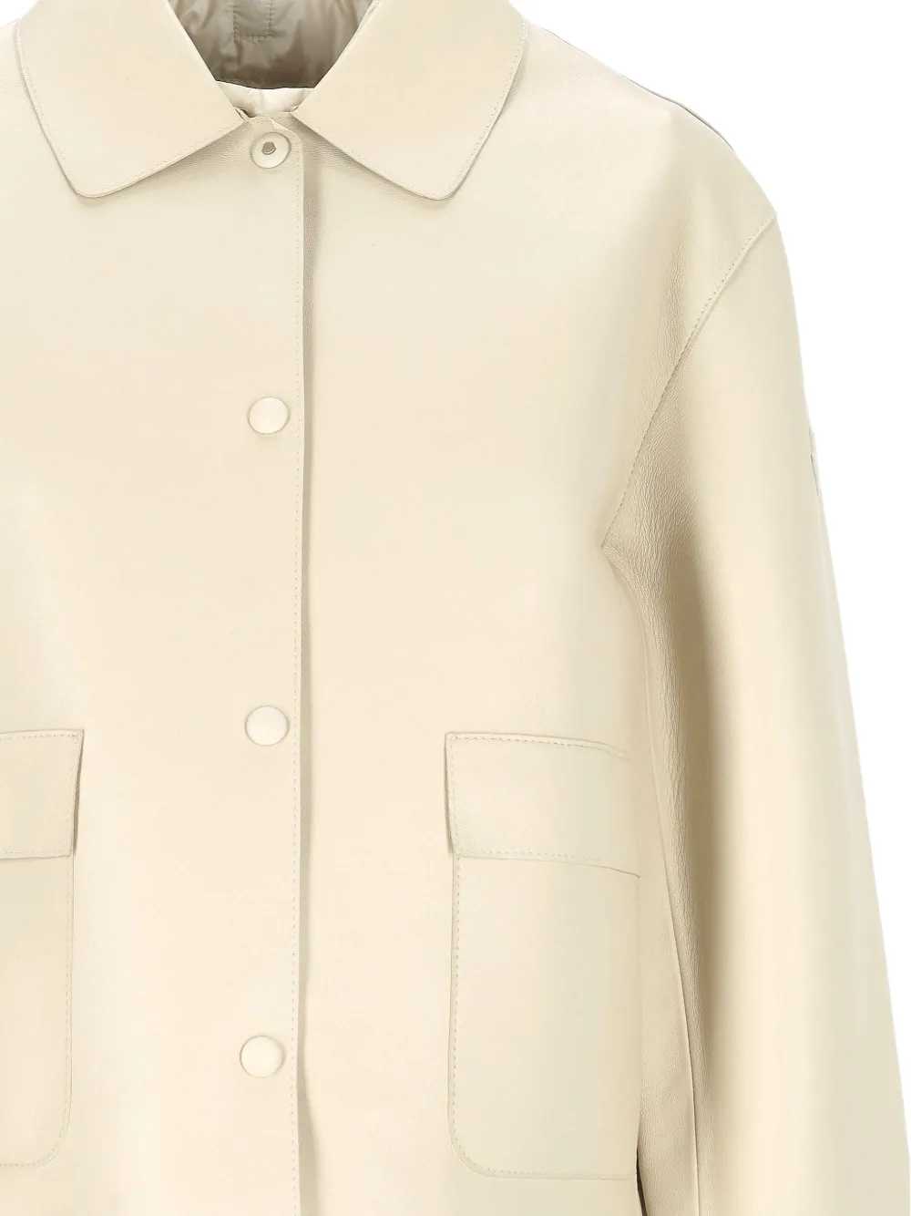  Moncler Flap-pocket Leather Jacket - Neutrals 