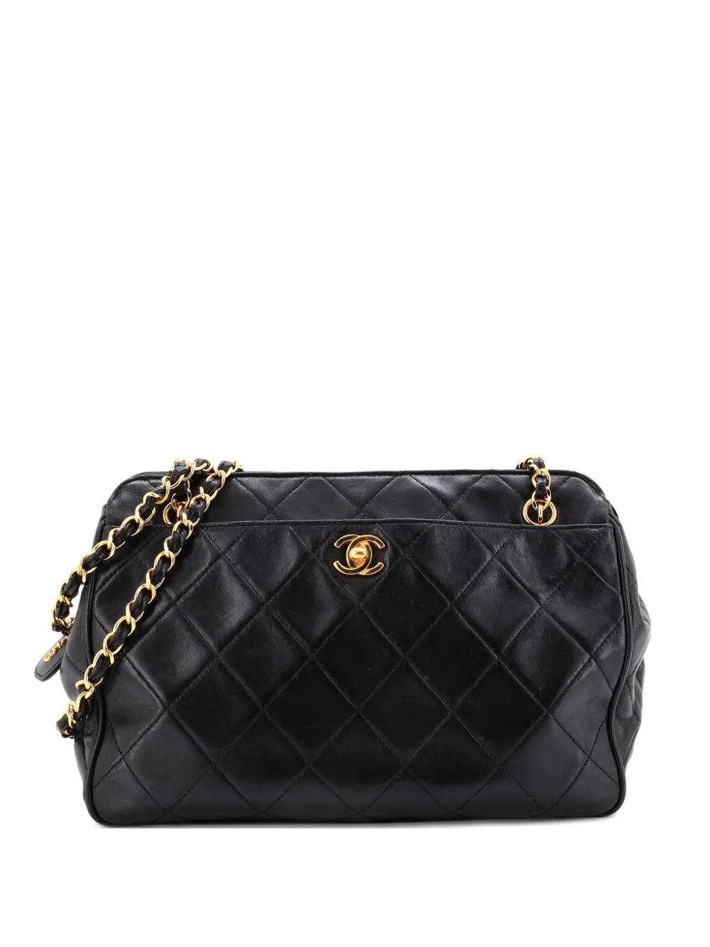 CHANEL Pre-Owned Front Pocket Quilted Lambskin Medium shoulder bag - Nero
