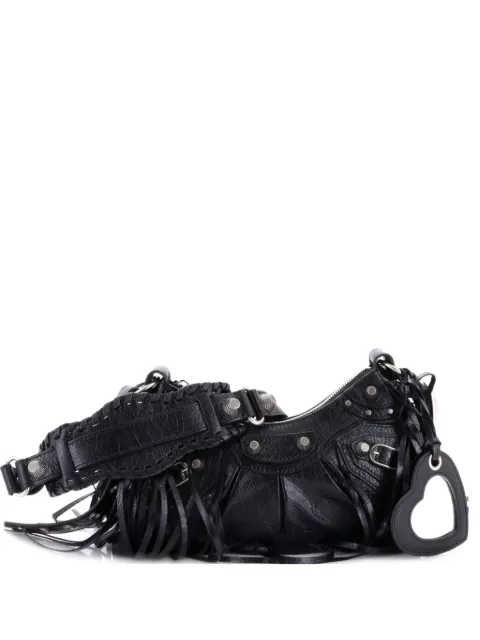 Balenciaga Pre-Owned Le Cagole Giant Studs Fringe Shoulder Bag Leather XS hobo bag