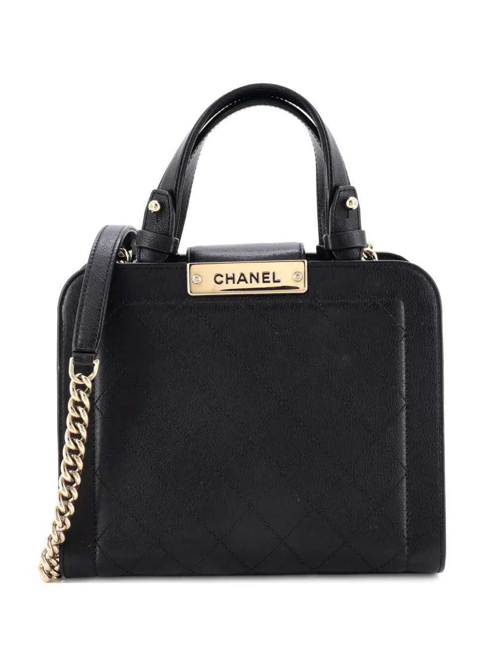 CHANEL Pre-Owned Label Click Shopping Quilted Calfskin Small tote bag - Nero