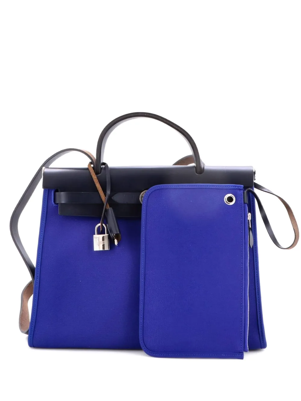 Hermès Pre-Owned Herbag Zip Leather and Toile 31 shoulder bag - Blu