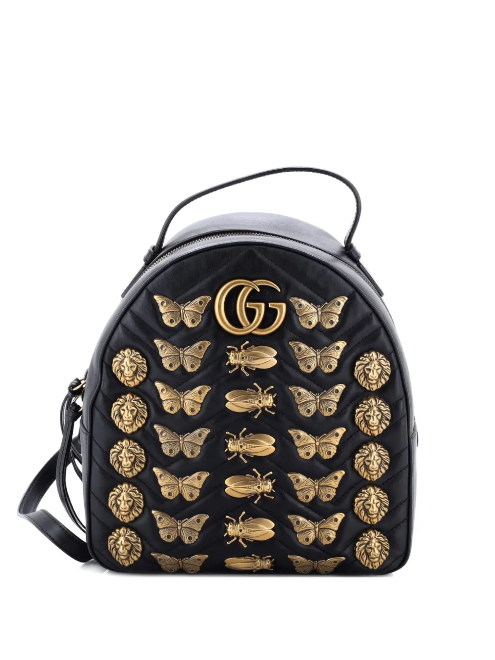 Gucci Pre-Owned GG Marmont Embellished Matelasse Leather Small backpack - Black
