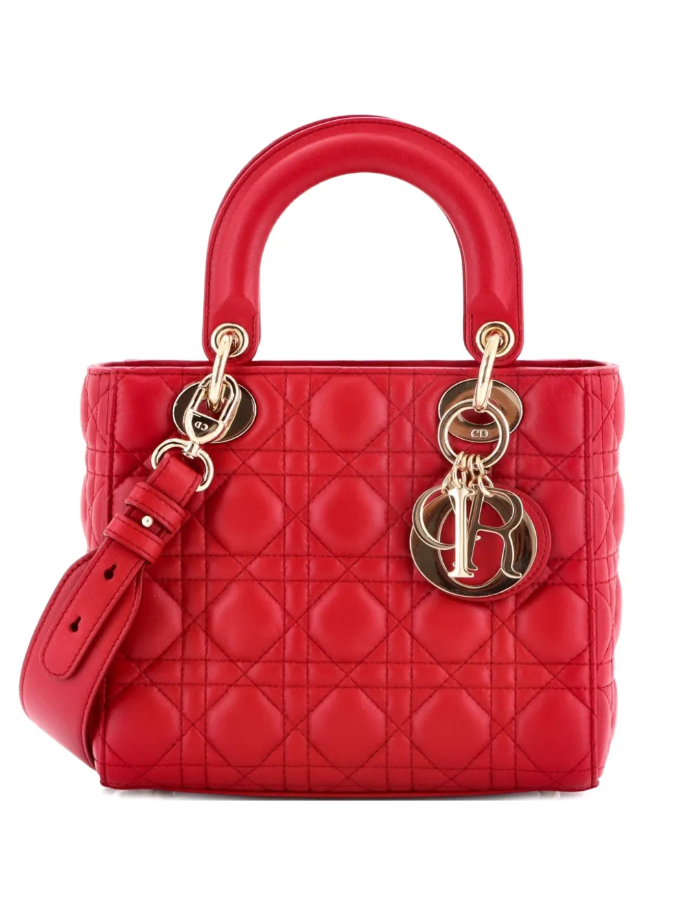 Christian Dior Pre-Owned My ABCDior Lady Dior Bag Cannage Quilt Lambskin crossbody bag - Rosso