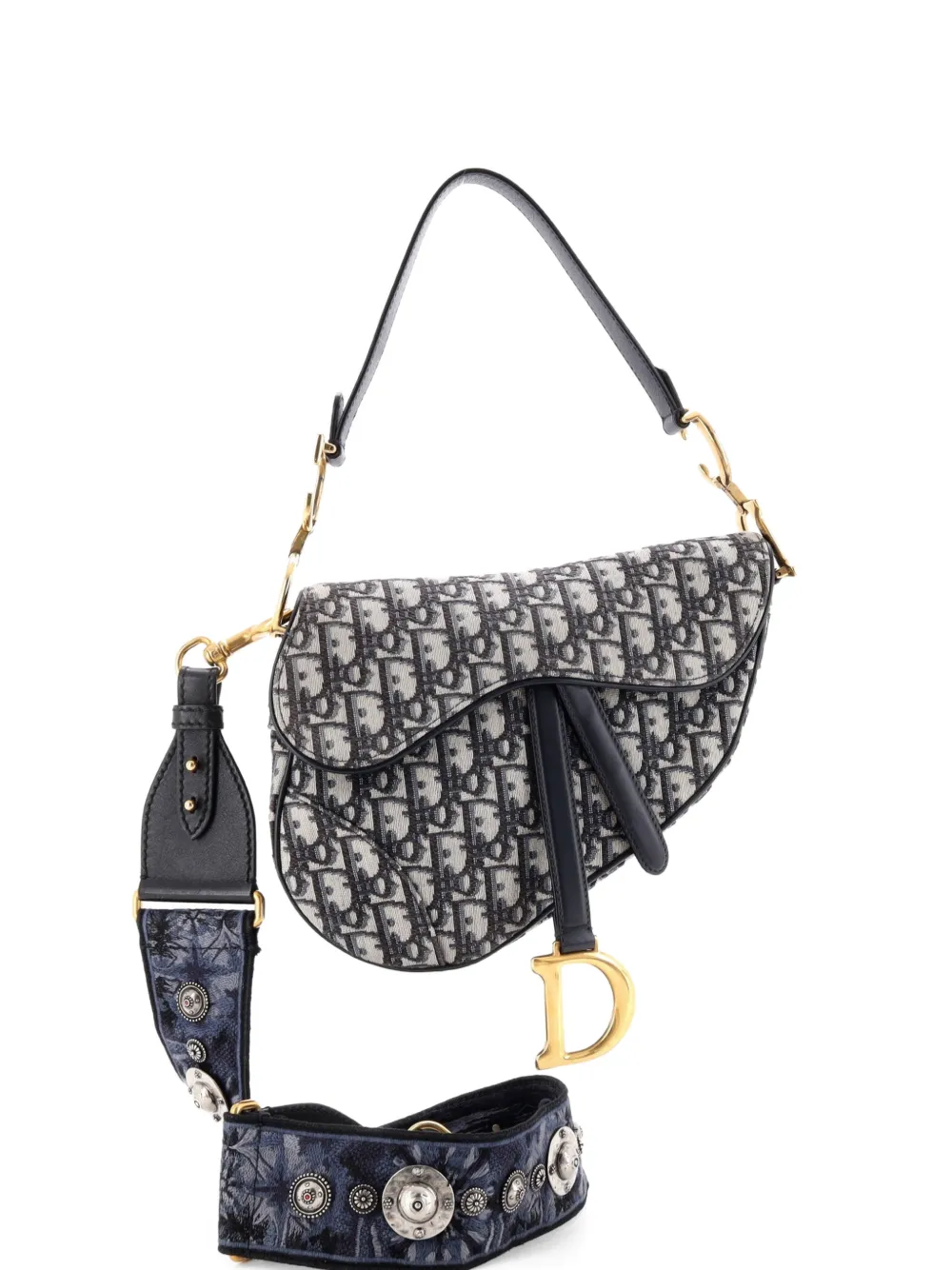 Christian Dior Pre-Owned Saddle Handbag with Strap Oblique Canvas Medium shoulder bag - Blu