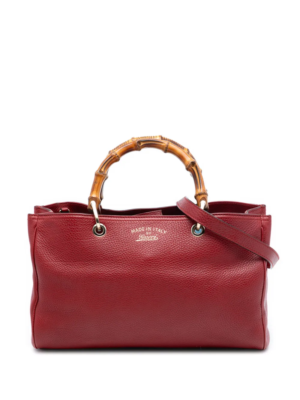Gucci Pre-Owned 2016-2025 Medium Calfskin Bamboo Shopper satchel - Rosso