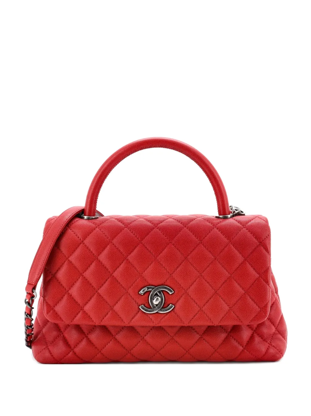 CHANEL Pre-Owned Coco Top Handle Bag Quilted Caviar Small crossbody bag - Rosso