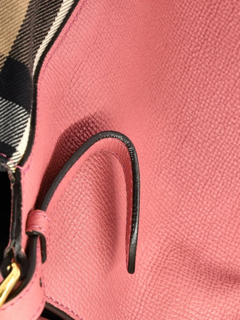 Canterbury Leather And House Check Canvas Small Tote Bag