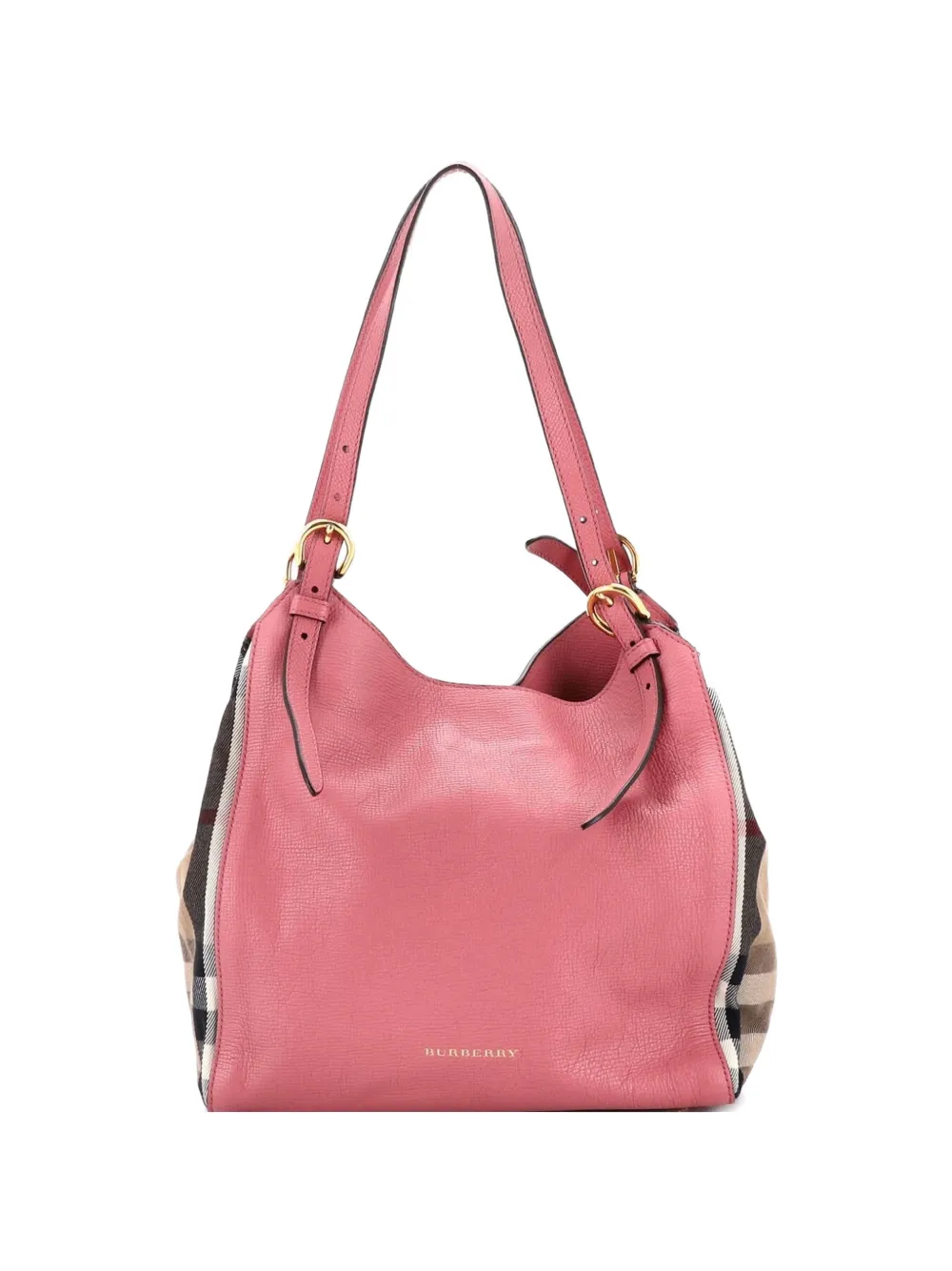 Canterbury Leather And House Check Canvas Small Tote Bag