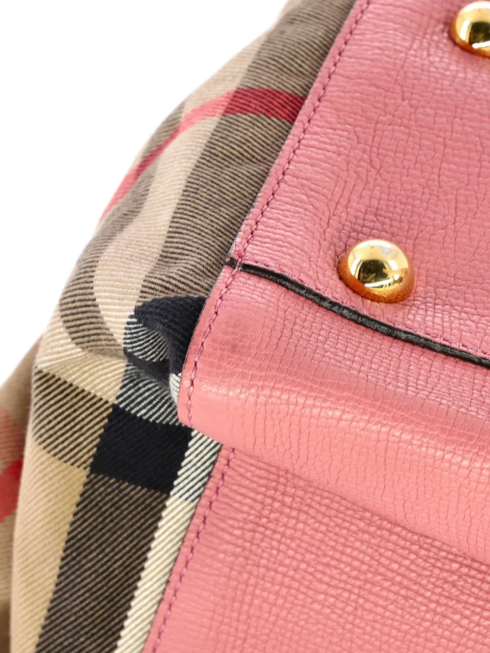 Canterbury Leather And House Check Canvas Small Tote Bag