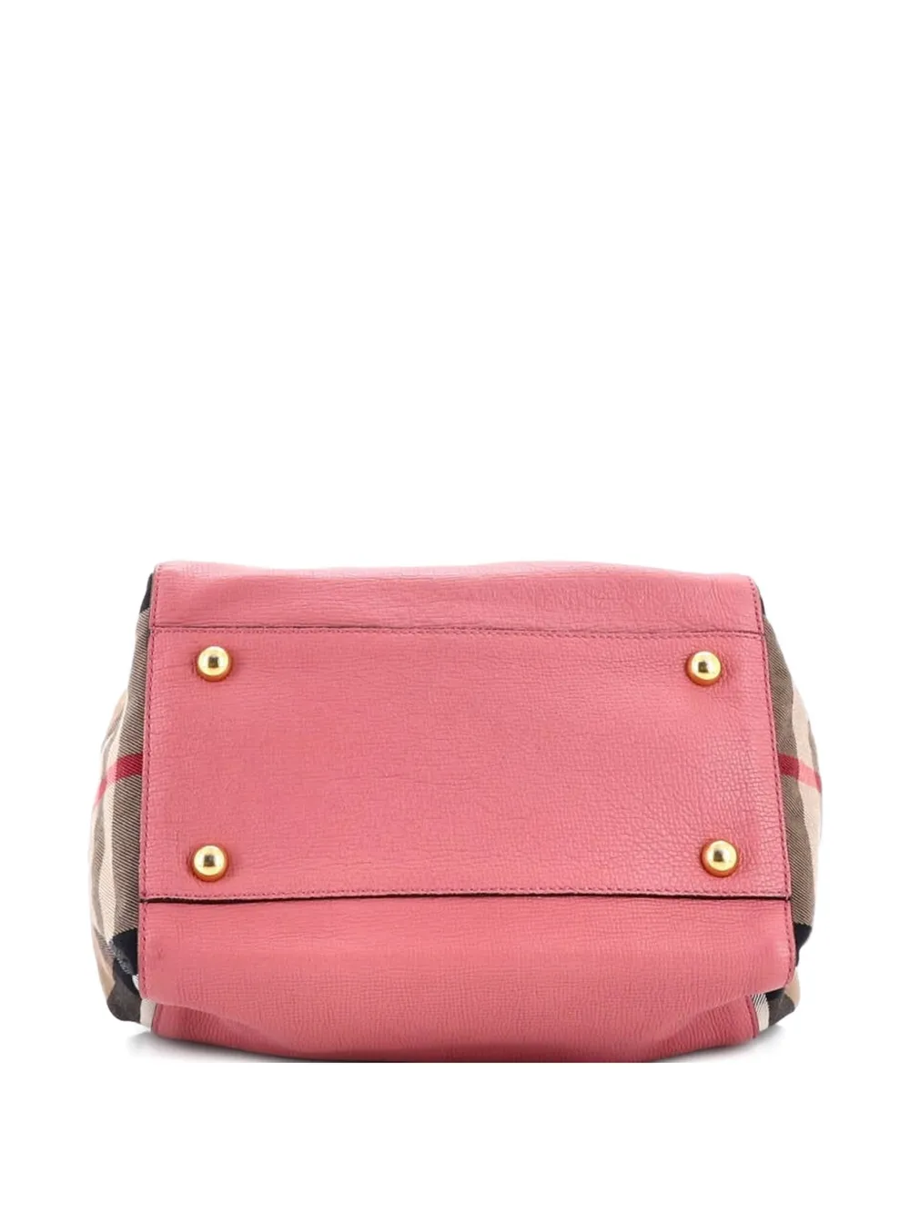 Canterbury Leather And House Check Canvas Small Tote Bag