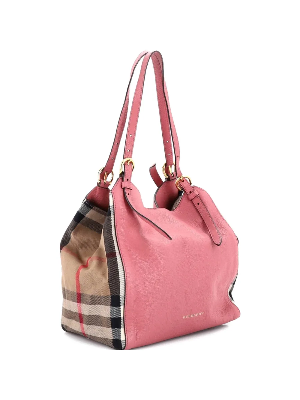 Burberry Pre-Owned Canterbury Leather and House Check Canvas Small tote bag - Rosa