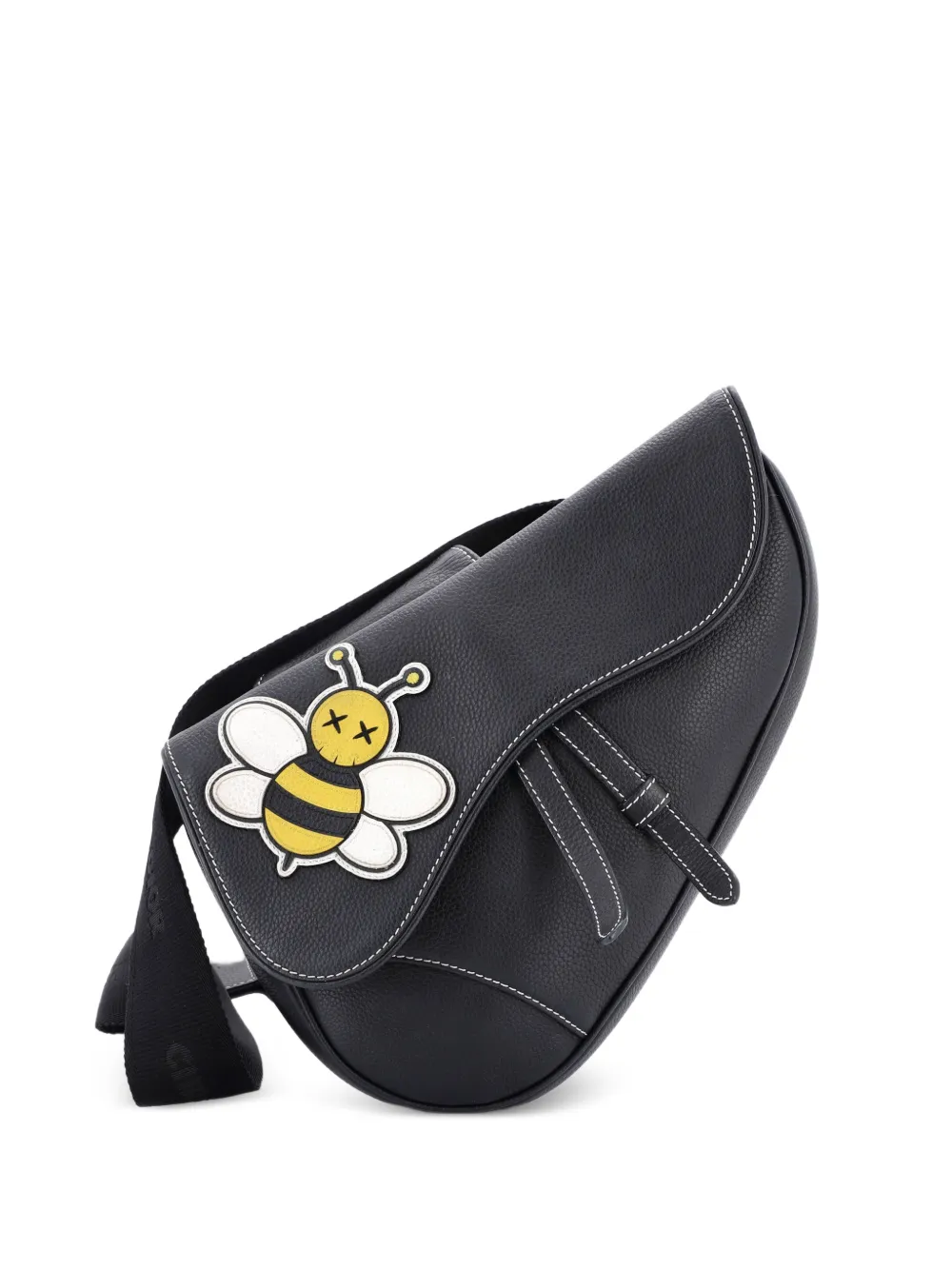 Christian Dior Pre-Owned KAWS Saddle Leather with Applique crossbody bag - Nero